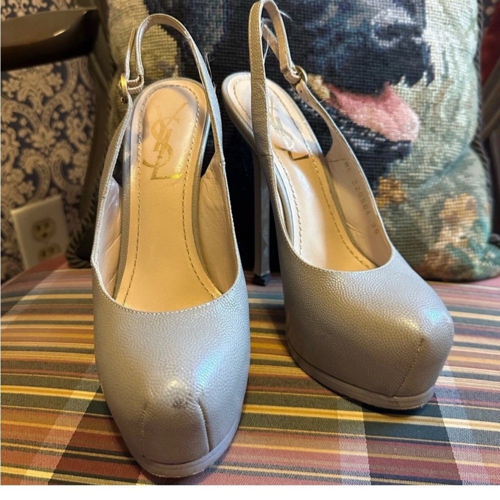YSL Yves Saint Laurent Tribtoo Slingback Heels 35